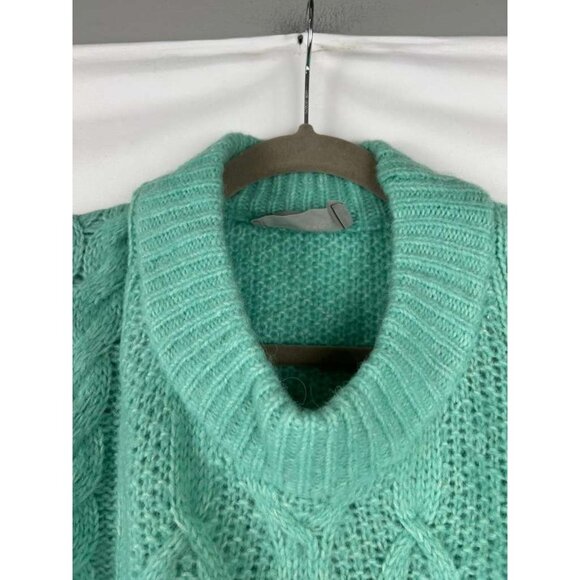 Everlane Women's XL Sweater Mint Green Alpaca & Merino Wool Blend Cable Knit - Picture 11 of 14